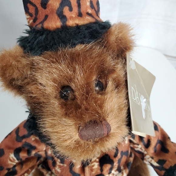 Vintage Dankin Brown Teddy Bear Wearing Leopard Animal Print Outfit 11" Plush - Picture 2 of 9